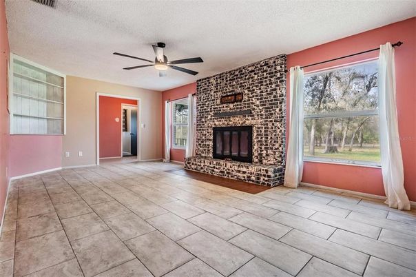 Empty room, Fireplace, Interior, Stone Walls
