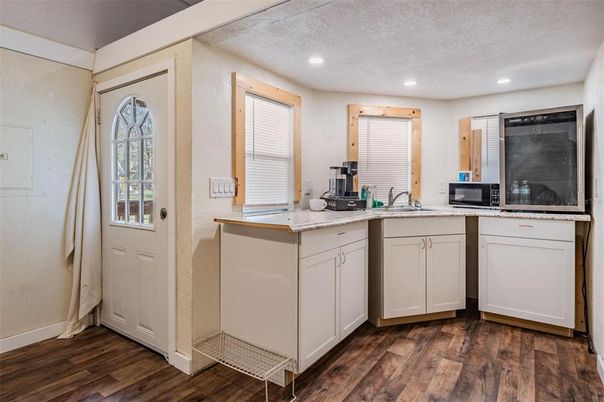 Interior, Kitchen, Recessed Lighting, Wood Texture Flooring