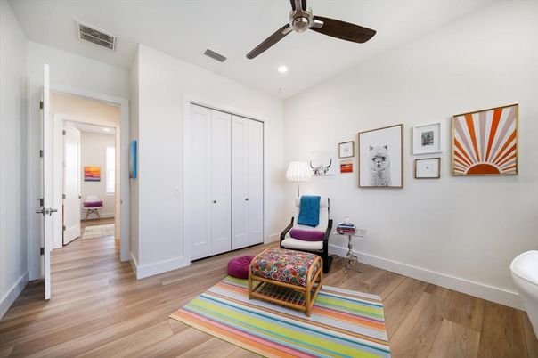 Home Office, Interior, Recessed Lighting, Wood Texture Flooring