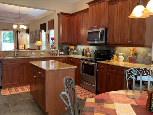 Chandelier, Interior, Kitchen, Pendant Lights, Recessed Lighting, Stainless Steel Appliances