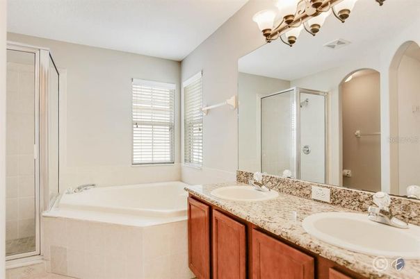 Bathroom, Dual Sink Vanities, Glass Shower, Interior