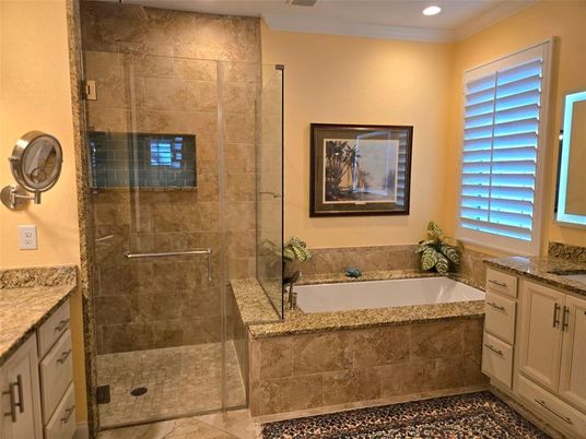 Bathroom, Glass Shower, Interior, Recessed Lighting