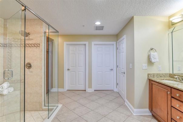 Bathroom, Glass Shower, Interior, Recessed Lighting