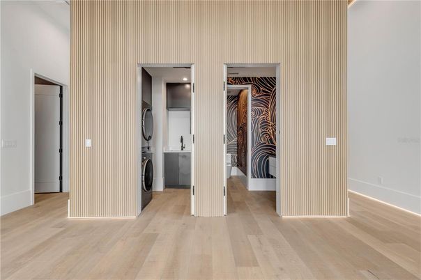 Interior, Recessed Lighting, Utility Closets, Washer, Wood Texture Flooring