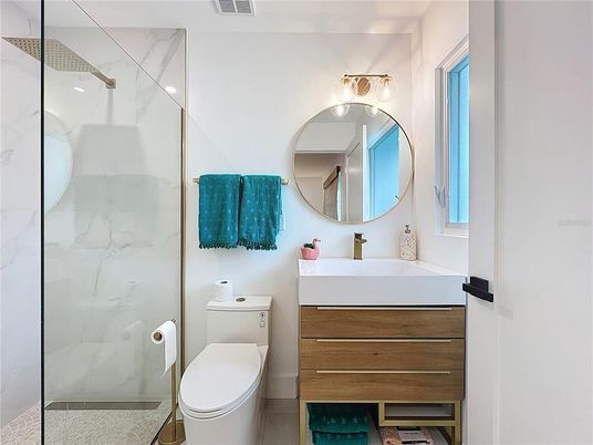 Bathroom, Glass Shower, Interior, Marble Walls