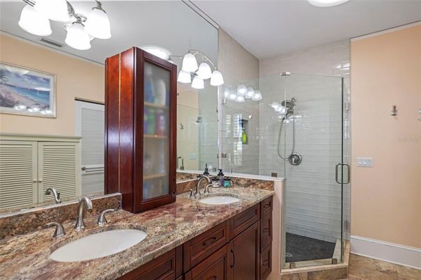 Bathroom, Dual Sink Vanities, Glass Shower, Interior