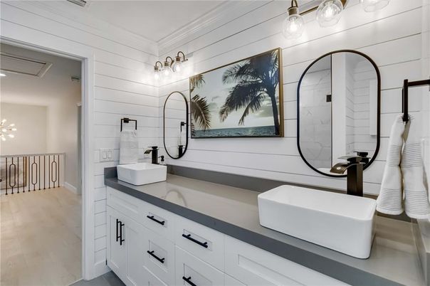 Bathroom, Dual Sink Vanities, Free Standing Baths, Interior, Wood Texture Flooring
