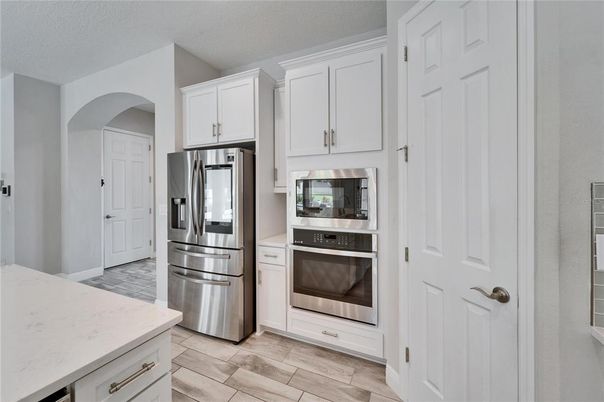 Interior, Kitchen, Stainless Steel Appliances, Wood Texture Flooring