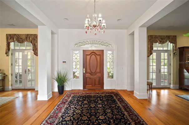 Chandelier, Interior, Wood Texture Flooring