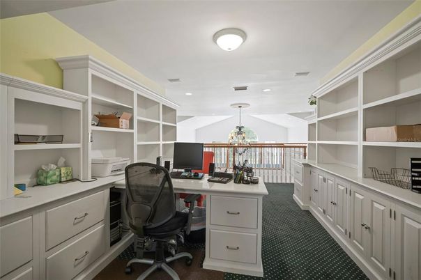 Chandelier, Home Office, Interior, Recessed Lighting