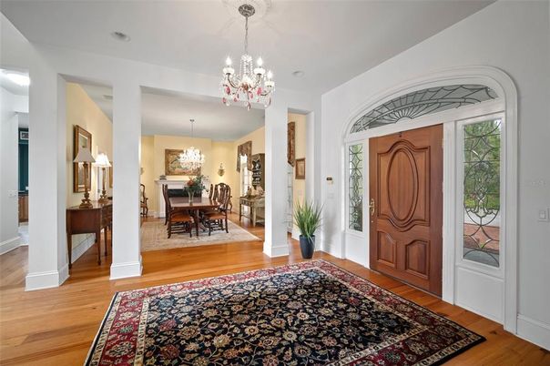 Chandelier, Dining room, Interior, Wood Texture Flooring