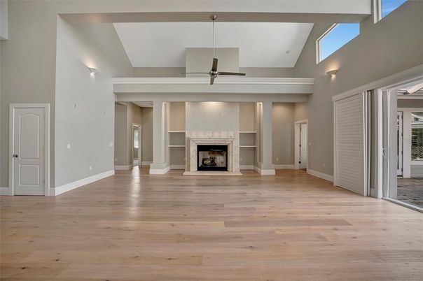 Empty room, Fireplace, Interior, Wood Texture Flooring