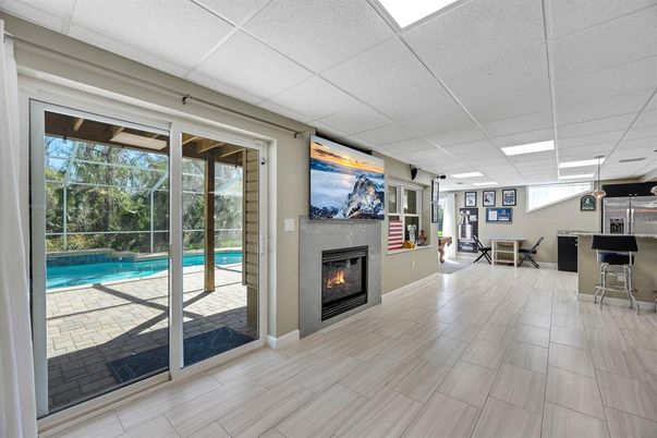 Fireplace, Interior, Pool, Recessed Lighting