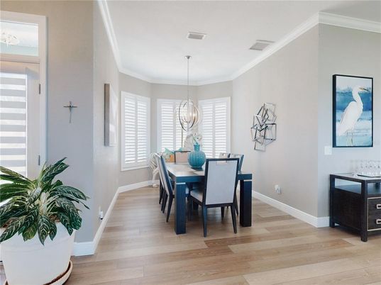 Chandelier, Dining room, Interior, Pendant Lights, Wood Texture Flooring
