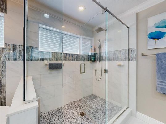 Bathroom, Glass Shower, Interior, Recessed Lighting