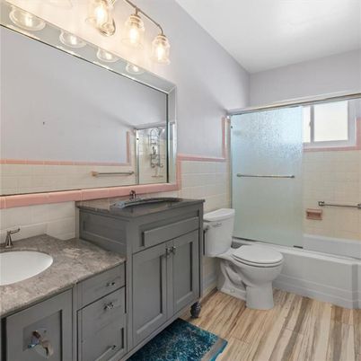 Bathroom, Glass Shower, Interior, Wood Texture Flooring