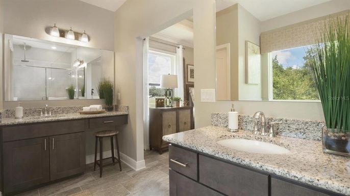 Bathroom, Dual Sink Vanities, Glass Shower, Interior