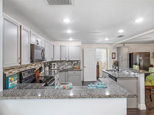 Interior, Kitchen, Recessed Lighting, Wood Texture Flooring