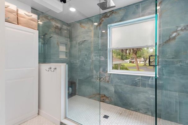 Bathroom, Glass Shower, Interior, Recessed Lighting