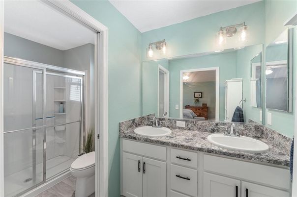 Bathroom, Dual Sink Vanities, Glass Shower, Interior