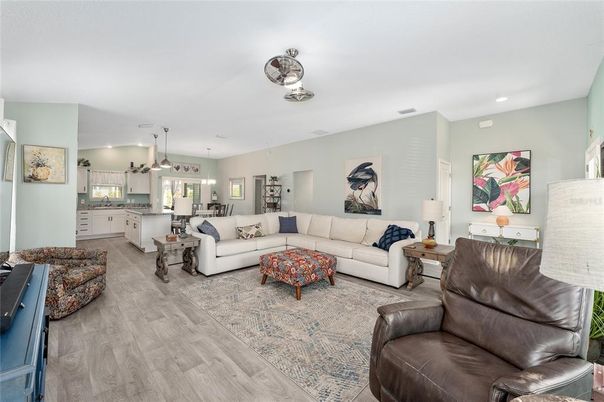 Interior, Kitchen, Living room, Pendant Lights, Recessed Lighting, Wood Texture Flooring