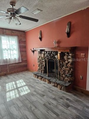 Empty room, Fireplace, Interior, Wood Texture Flooring
