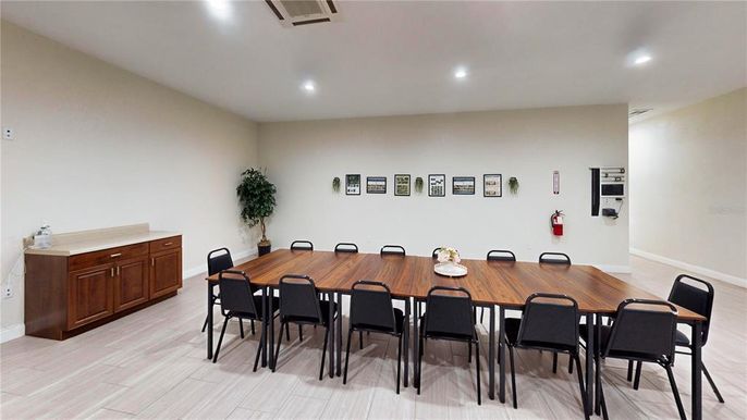 Dining room, Interior, Recessed Lighting, Wood Texture Flooring