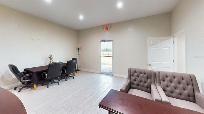 Home Office, Interior, Recessed Lighting, Wood Texture Flooring