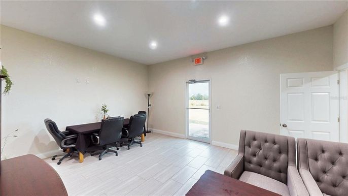 Home Office, Interior, Recessed Lighting, Wood Texture Flooring