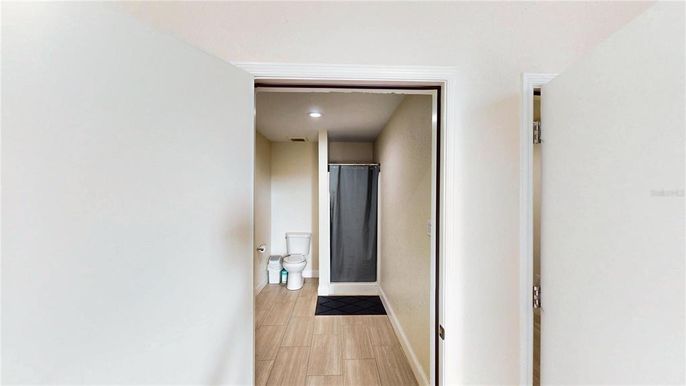 Bathroom, Interior, Recessed Lighting, Wood Texture Flooring