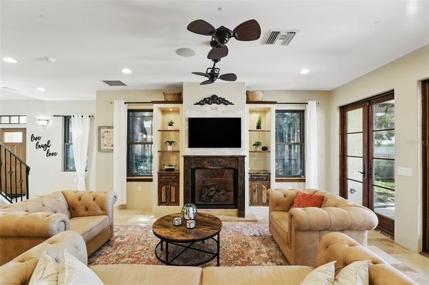 Fireplace, Interior, Living room, Recessed Lighting