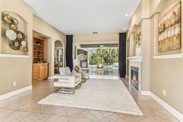 Fireplace, Interior, Living room, Recessed Lighting