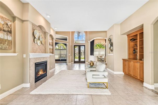 Fireplace, Interior, Living room, Recessed Lighting