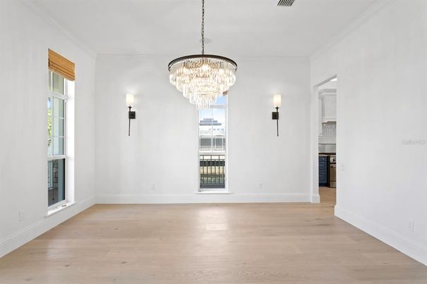 Chandelier, Empty room, Interior, Wood Texture Flooring