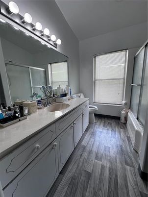 Bathroom, Dual Sink Vanities, Interior, Wood Texture Flooring