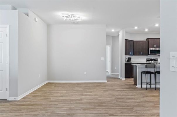 Interior, Kitchen, Recessed Lighting, Wood Texture Flooring