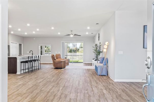 Interior, Living room, Recessed Lighting, Wood Texture Flooring