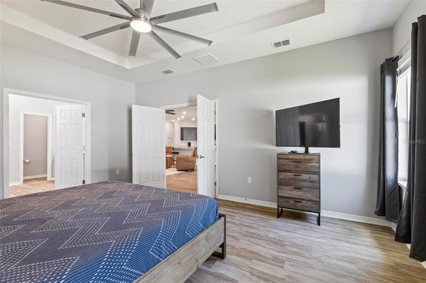 Bedroom, Interior, Kitchen, Pendant Lights, Wood Texture Flooring