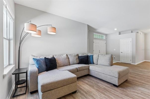 Interior, Living room, Recessed Lighting, Wood Texture Flooring