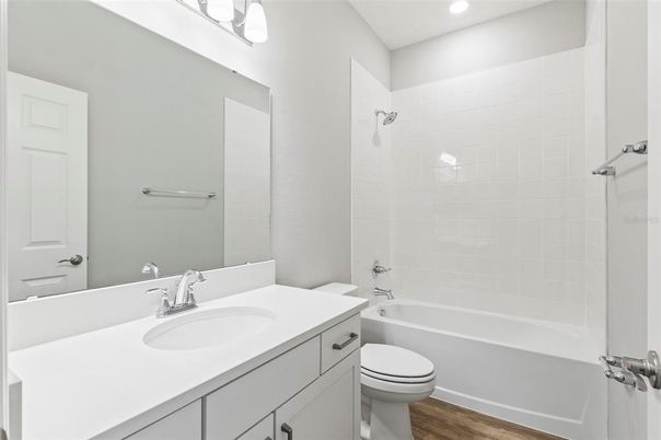 Bathroom, Interior, Recessed Lighting, Wood Texture Flooring