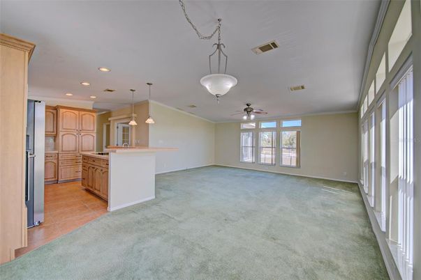 Empty room, Interior, Kitchen, Pendant Lights, Recessed Lighting