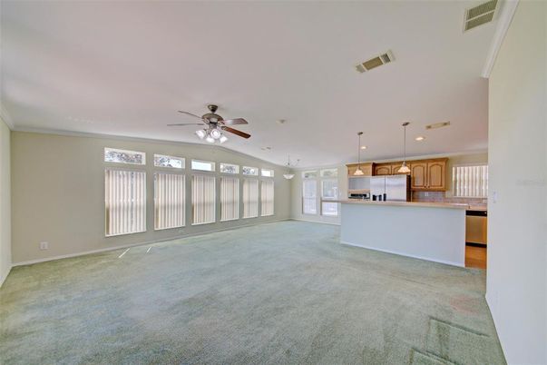 Empty room, Interior, Kitchen, Pendant Lights, Recessed Lighting