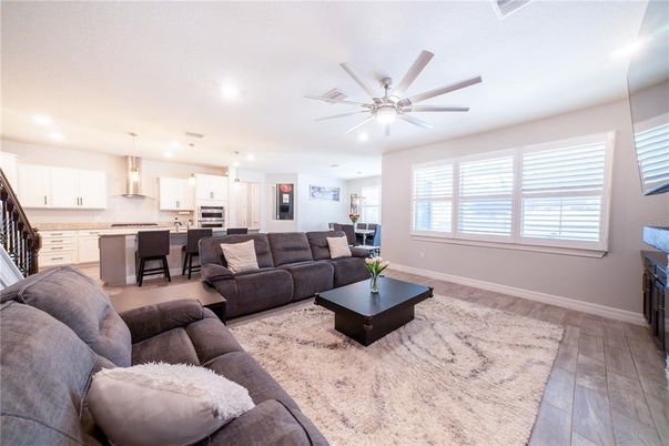 Interior, Kitchen, Living room, Pendant Lights, Recessed Lighting, Stainless Steel Appliances, Wood Texture Flooring