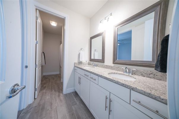 Bathroom, Dual Sink Vanities, Interior, Wood Texture Flooring