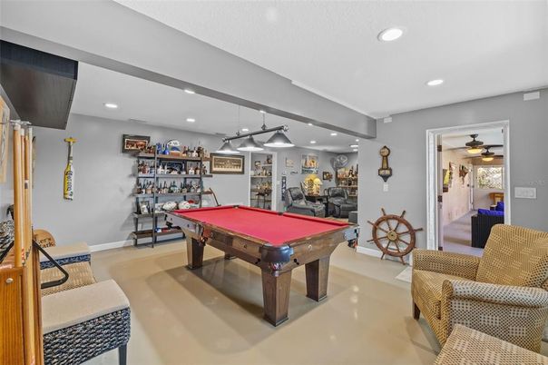 Billiard Table, Game Room, Interior, Pendant Lights, Recessed Lighting