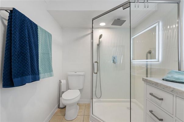 Bathroom, Glass Shower, Interior, Recessed Lighting