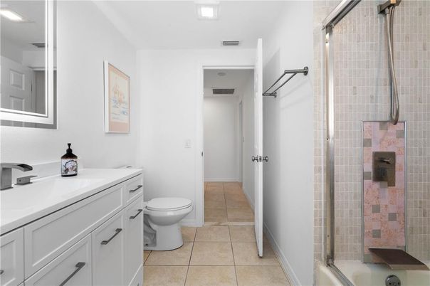 Bathroom, Glass Shower, Interior, Recessed Lighting