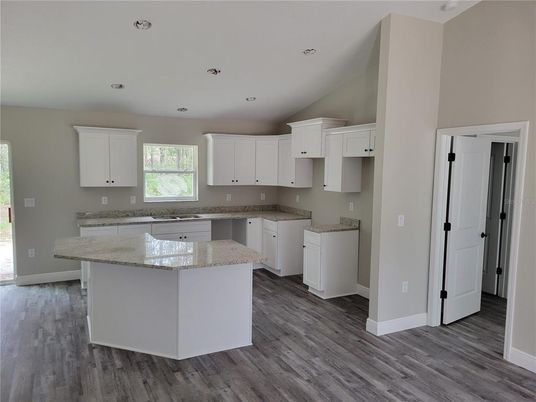 Interior, Kitchen, Recessed Lighting, Wood Texture Flooring