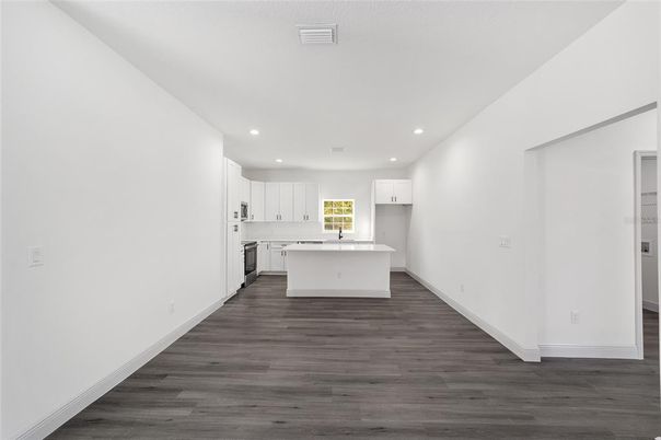 Interior, Kitchen, Recessed Lighting, Wood Texture Flooring