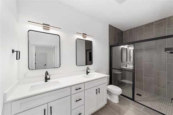 Bathroom, Dual Sink Vanities, Glass Shower, Interior